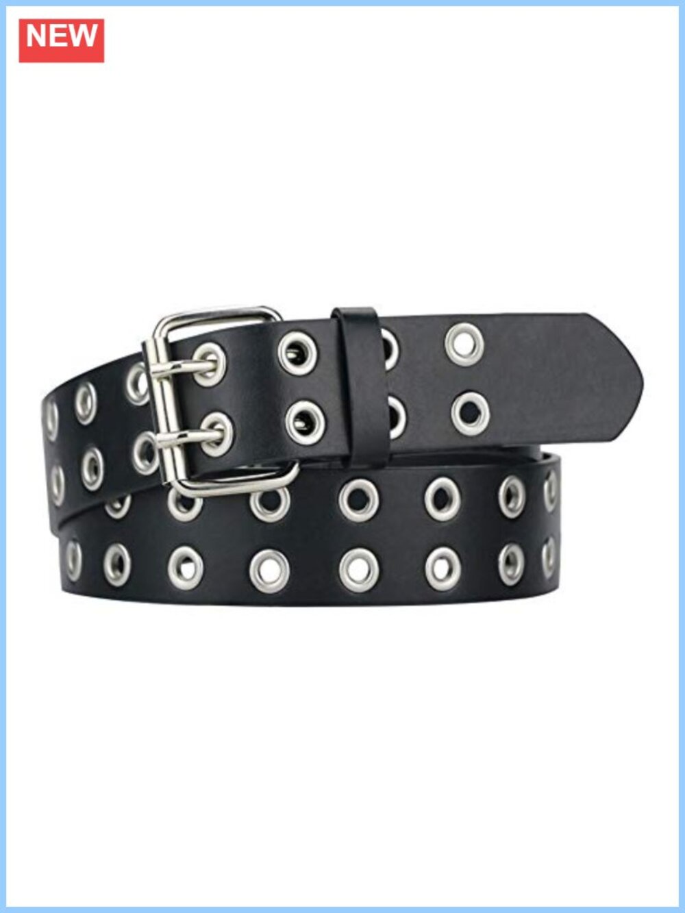 Faux Leather Grommet Studded Belt Unisex Punk Goth Adjustable